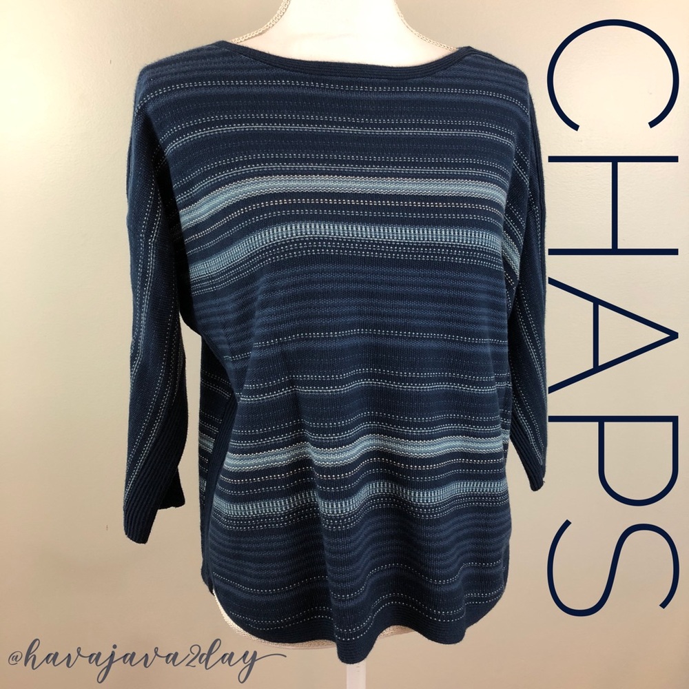 Chaps Blue Ombré Stripe Sweater Sz Small
